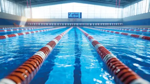 Wettkampfschwimmbecken im Hallenbad