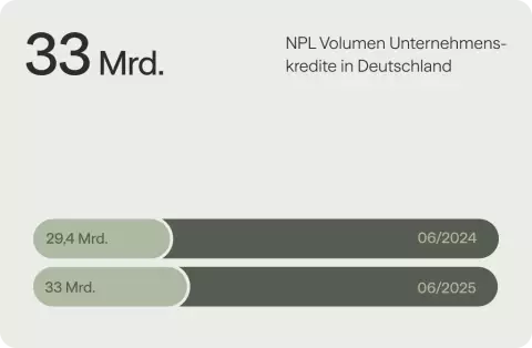 33 Mrd. Euro NPL Volumen Unternehmenskredite in Deutschland 2025